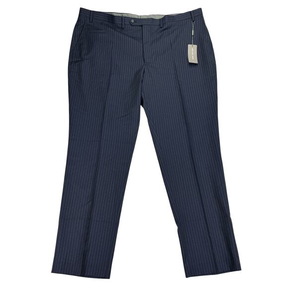 Michael Kors Mens Malone Classic Fit Striped Wool Stretch Suit Pants Navy 44x32 - Picture 1 of 4